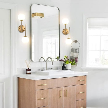 Gold Globe Wall Sconce, 7.5" W x 20" H, G9 Base, Compatible with LED or Halogen Bulbs, Perfect for Bathroom, Kitchen, Living Room, Home Office, Lobby, Bedroom