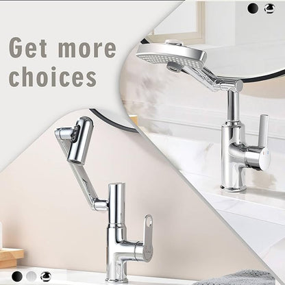 Rotatable Rain Faucet, Single Hole 360° Rotatable Bathroom Faucet, Single Handle Modern Bathroom Sink Faucet with LED Temperature Display(No Batteries) in Fahrenheit, 3 Water Modes-Chrome