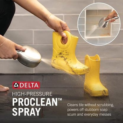 Delta 6-Setting In2ition 2-in-1 Dual Shower Head with Handheld High Pressure ProClean Spray, Matte Black Detachable Shower Head with Hose, 1.75 GPM Flow Rate, Matte Black 75655BL