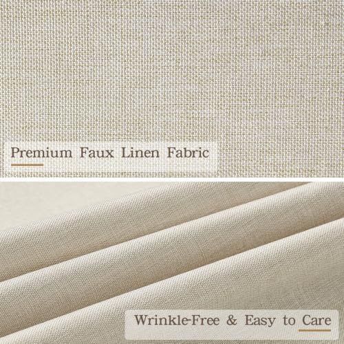 Furlinic Farmhouse Shower Curtain Boho Fabric Long Scalloped Beige 55x78