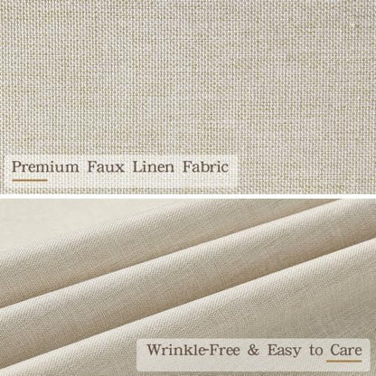 Furlinic No Hook Scalloped Shower Curtain Beige Linen Modern Neutral 72x75