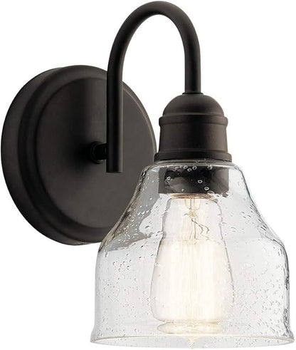 KICHLER Avery 9.25" 1 Light Vanity Light with Clear Seeded Glass Olde Bronze®