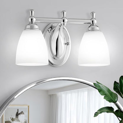Bathroom Vanity Lights Over Mirror, 2 Light Bath Vanity Light Modern Chrome Bathroom Lighting Vanity Light Vintage Style for Living Room Cabinet Bedroom Restroom