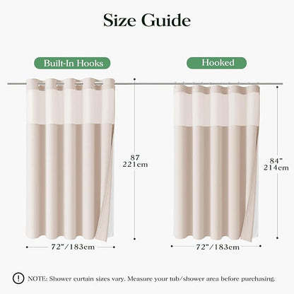 Blush Pink Hook Free Waffle Shower Curtain & Snap-in Liner,72x87 | Less Time to install, 3 in 1 Fabric Shower Curtain and Liner Set with Magnets, Extra Long, Shower Curtains for Bathroom
