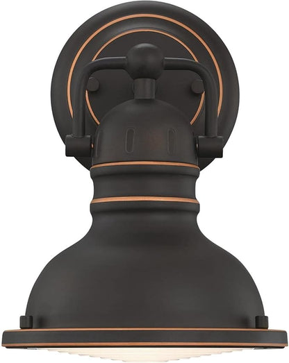 Westinghouse 6116100 Boswell Vintage-Style One-Light Indoor Wall Light Fixture, Oil Rubbed Bronze Finish with Highlights, Frosted Prismatic Acrylic Lens