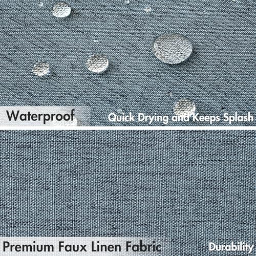 MIULEE Linen Fabric Shower Curtain Dusty Blue W72*L78 12 Metal Hooks