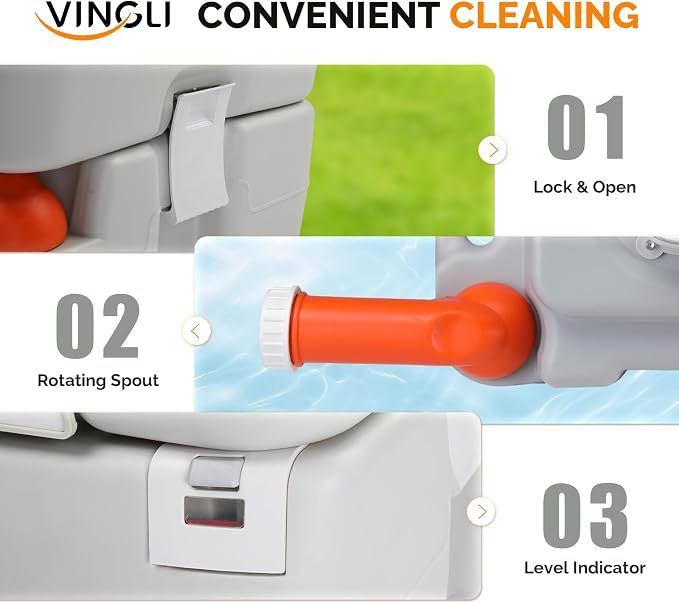 VINGLI Portable Toilet for Camping, 5.3 Gallon Capacity with Carry Bag, Camping Toilet with Detachable Waste Tank for Adult, Heavy Duty HDPE Construction for Outdoor Travel (White, 5.8 Gal)