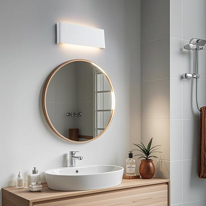 11"Modern LED vanity light,15W Dimmable 5 CCT (3000K-6500K) Adjustable Wall Lamp,Up and Down Wall Lighting,Indoor Wall Sconce for Bedroom,Staircase,Hallway,Dressing Table, 1 Pack（White）