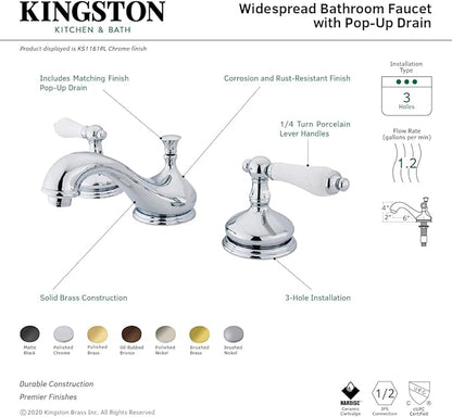 Kingston Brass KS1166PL 8 in. Widespread Bathroom Faucet, Polished Nickel