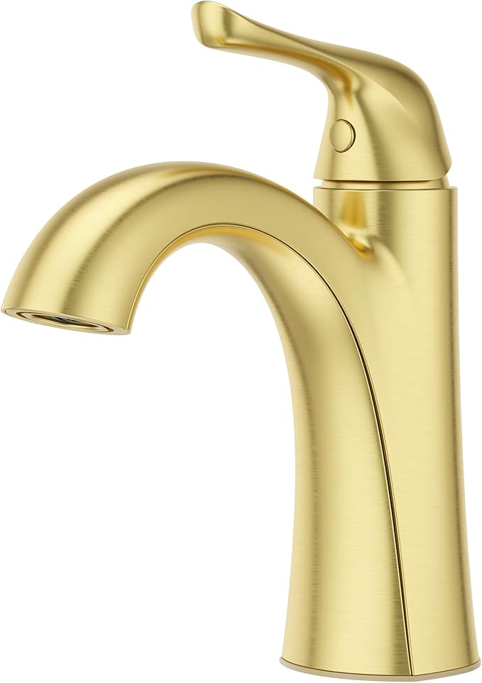 Pfister Willa Bathroom Sink Faucet, Single Control, 1-Handle, Single Hole, NSF Certified, Brushed Gold Finish, LF042MALBG