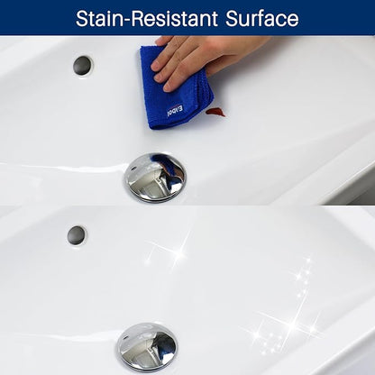 Enbol 20.6" x 14.7" Drop in Bathroom Sink Rectangle Vessel Sink Self-rimming Top Mount Bathroom Sink White Ceramic Lavatory Vanity with Overflow O2014-2