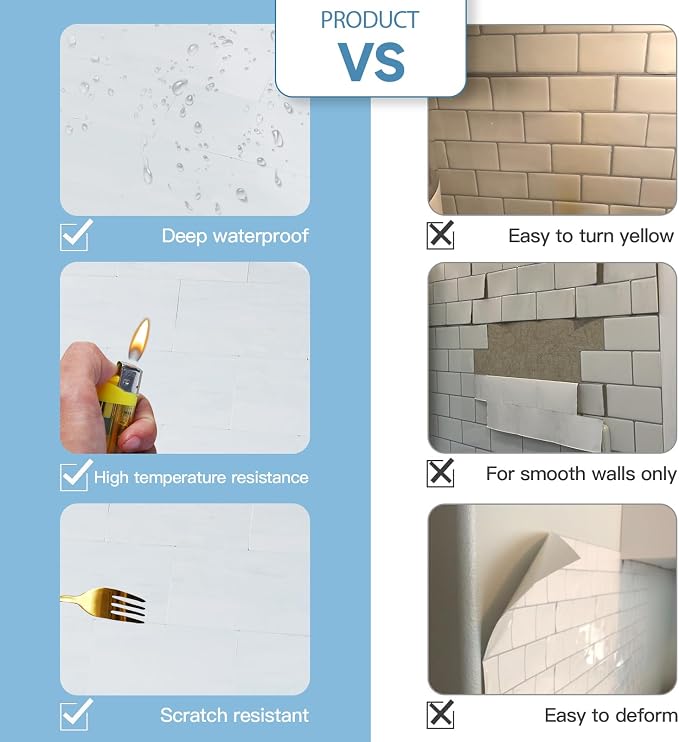 2026 New Upgrade Peel and Stick Backsplash Tile, Peel and Stick 11.34" X 11.57" Wall Tile for Kitchen, Bathroom, Fireplace, Laundry (Polished Marble White Blue, 5 Packs)