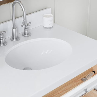ARIEL Monroe 72-inch Bathroom Vanity with Sink,Solid Wood, 1.5-inch Pure White Quartz Countertop & Backsplash, Double Rectangular Porcelain Sink, 9 Dovetail Drawers, Brushed Nickel, White