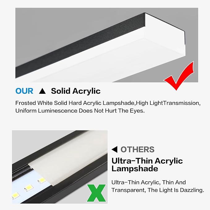 48in Black Bathroom Vanity Light Over Mirror Modern Bath Lighting Fixtures Over Mirror 32W LED Bathroom Lights Bar 5CCT Dimmable