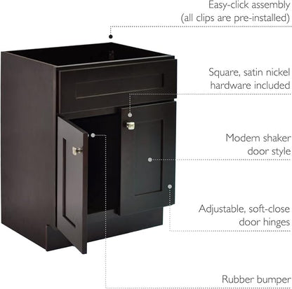 Design House Brookings Bathroom Vanity, 30", Espresso | Adjustable Hinges, Freestanding, Contemporary/Modern, Wood, Bath, 586982