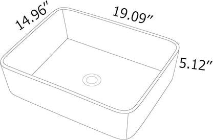 Bathroom Vessel Sink - Beslend 19''x15'' Rectangle Above Counter Marble Porcelain Ceramic Vessel Sink Art Basin