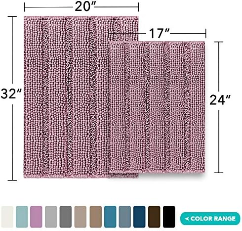 Turquoize Bathroom Rug Set, 2 Piece Soft Absorbent Chenille Bath Rug Set