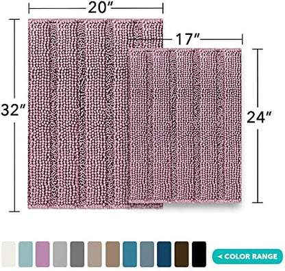 Turquoize Bathroom Rug Set, 2 Piece Soft Absorbent Chenille Bath Rug Set