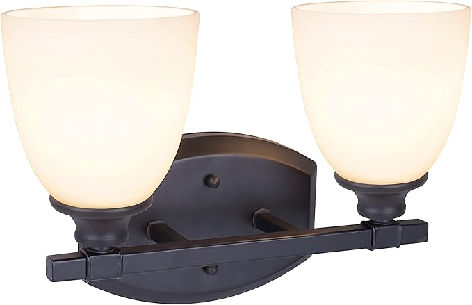 Aspen Creative 62211, Two Metal Bathroom Vanity Wall Light Fixture, 14" Wide, Transitional Design in Oil Rubbed Bronze