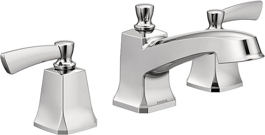 Moen Conway Chrome Two Handle Widespread Bathroom Sink Faucet with Valve Included, 84926