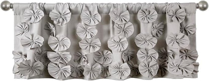 Lush Decor Riley Window Valance, Single 54" W x 18" L, Light Gray - Valance Curtains - Kitchen Valances for Windows - Bathroom Window Curtains