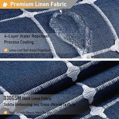 BTTN 60x72 Boho Farmhouse Linen Heavy Duty Shower Curtain Set, Navy Blue