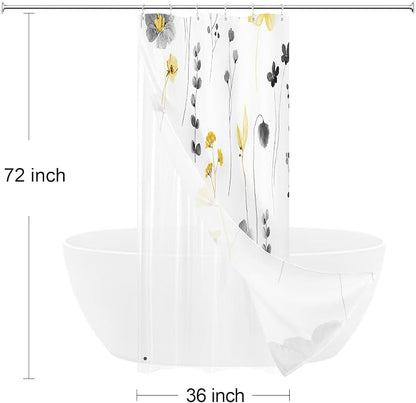 Small Stall 3 in 1 Shower Curtain Set, 36x72 | Narrow Half 3 in 1 Shower Curtain Set, PEVA Liner Set & 12 Double Sided Steel Hooks, Waterproof Fabric Bathroom Curtain