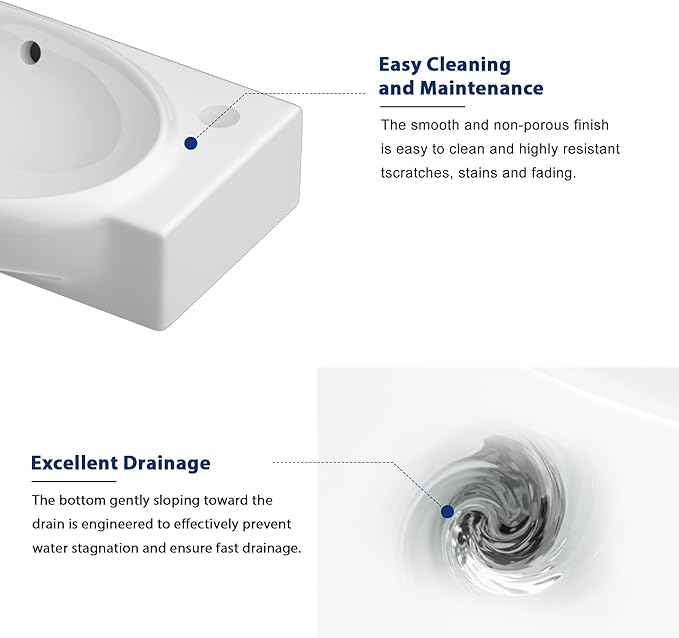 Sarlai Wall Mounted Bathroom Vessel Sink with Towel Rack,17x11 Inch Wall Hung Rectangle Ceramic Small Bathroom Sink White Mini Wash Modern Vanity Floating Basin