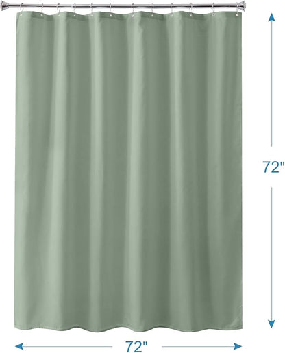 Amazer Sage Green Shower Liner Cloth Waterproof, Soft Sage Green Shower Curtain Liner Fabric with Weighted Stones, Washable Shower Curtain and Liner 2-in-1, 12 Grommet Holes, 72 x 72 Inches