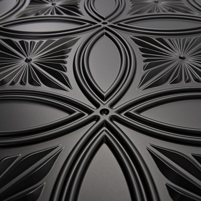 Art3d Decorative PVC Black Drop Ceiling Tile 2ft x 2ft, Glue up 3D Wall Panel 24 x 24in.12pcs | Waterproof, Break-Proof, Wipeable Surface, Scratch Resistant, Compatible with Grid System, Ideal for Commercial Spaces
