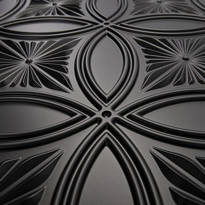 Art3d Decorative PVC Black Drop Ceiling Tile 2ft x 2ft, Glue up 3D Wall Panel 24 x 24in.12pcs | Waterproof, Break-Proof, Wipeable Surface, Scratch Resistant, Compatible with Grid System, Ideal for Commercial Spaces