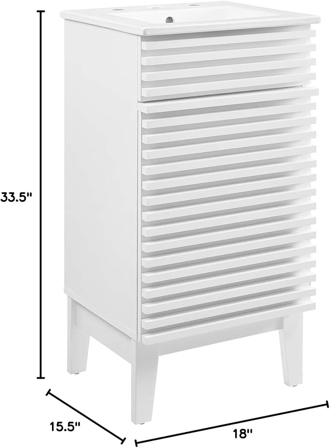 Modway Render 18" Bathroom Vanity With Sink in White White