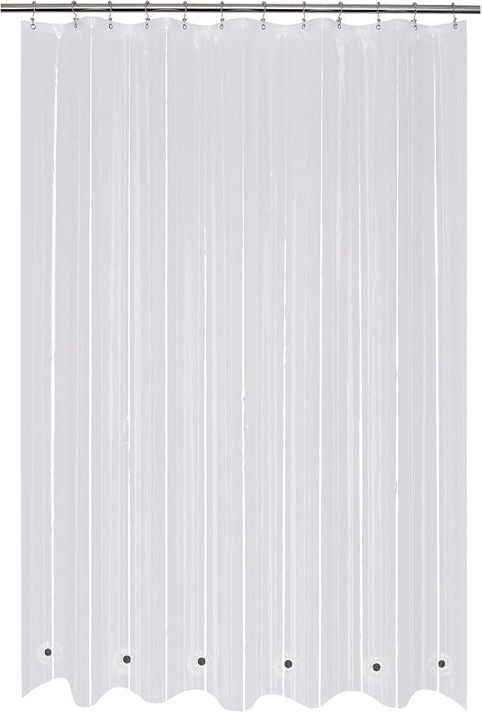 Mrs Awesome 66x72 Shower Curtain Liner with 6 Magnets Clear | 8G Thick PEVA,12 Rustproof Grommets, Waterproof Plastic Shower Curtain 66 x 72 inches for Bathroom