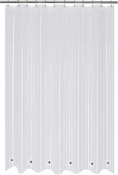 Mrs Awesome 66x72 Shower Curtain Liner with 6 Magnets Clear | 8G Thick PEVA,12 Rustproof Grommets, Waterproof Plastic Shower Curtain 66 x 72 inches for Bathroom
