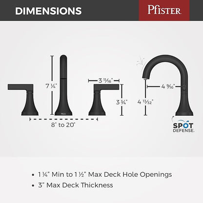 Pfister Vedra 2-Handle 8" Widespread Bathroom Faucet in Matte Black