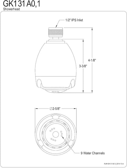 Kingston GK131A0 Water-Saving Jet Spray Brass Shower Head, White