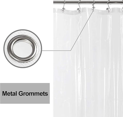 Barossa Design Shower Curtain Liner with 6 Magnets - Clear Plastic Shower Curtain Liner, See Through Vinyl Bath Curtain with Metal Grommets for Bathroom - Clear, 70x72