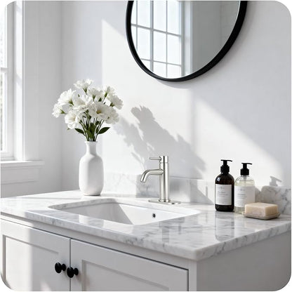 Bathroom Faucets Brushed Nickel Bathroom Sink Faucet Modern Single Handle Bathroom Faucet for 1 or 3 Hole Mxier Tap Washbasin Faucet with Deck, Pop-up Drain and Supply Hoses