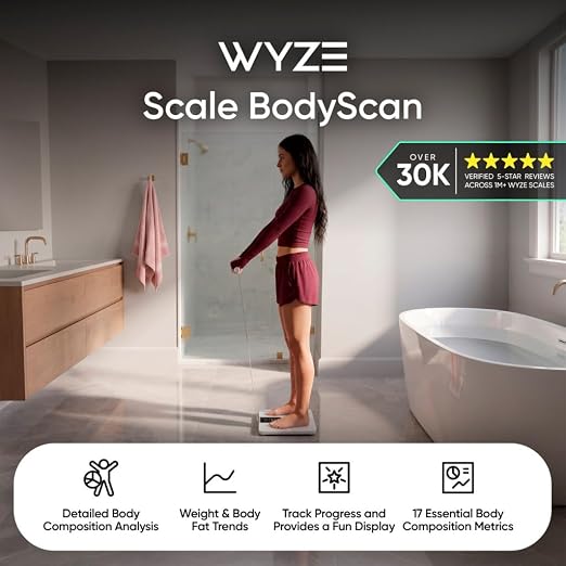 Wyze Smart Scale BodyScan with Handle, 8-Electrode Body Composition Scale | Segmental Analysis, Scale for Body Weight, BMI, Body Fat & Muscle Mass, 4.7-inch LED Display, 400 lbs Capacity