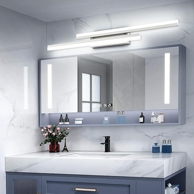 PRESDE 40" LED Bathroom Vanity Light, Modern Brushed Nickel Wall Bar Fixture Over Mirror Dimmable
