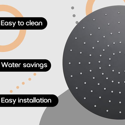 Rained Waterfall Shower Head 10-inch Large Overhead Showerhead High Flow 2.5 GPM with Adjustable Swivel Ball Joint, Matte Black SH001MB-D10