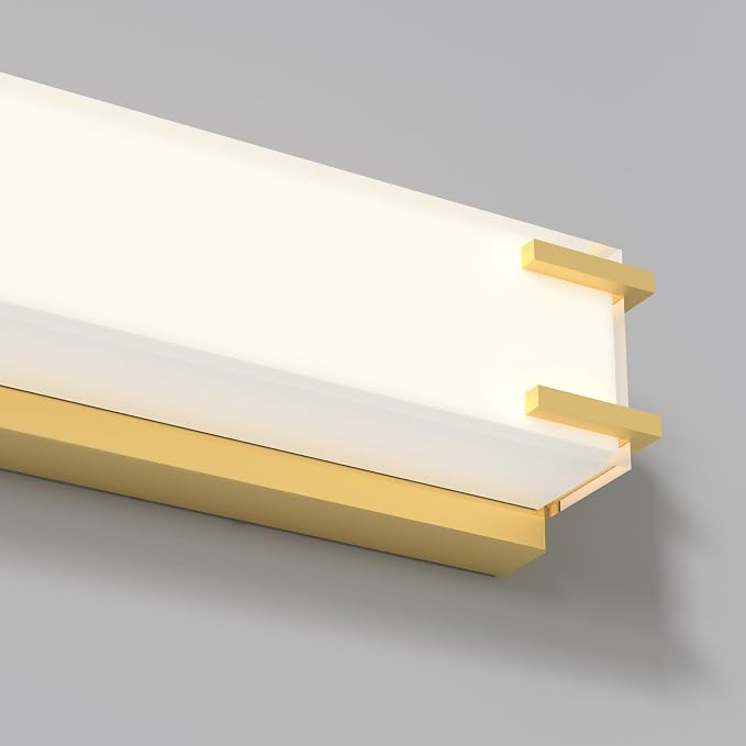 LED Bathroom Light Fixtures Over Mirror 24.4” Vanity Light with Milky White Lampshade 4000K Daylight Gold Bath Bar (Gold)