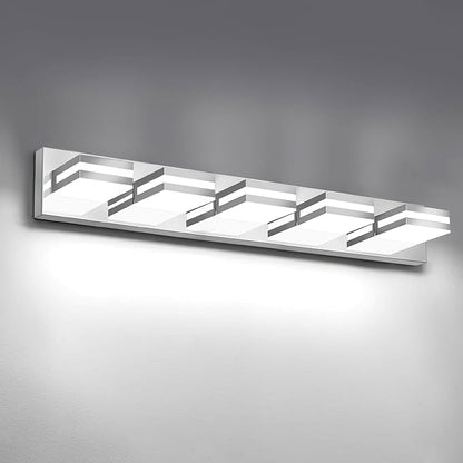 IZORRO LED Modern Bathroom Lights Fixtures(5-Light,Dimmable),Chrome Acrylic Wall Lighting,Vanity Lights for Bathroom Over Mirror - 6000k 30In （No Assembly Required）