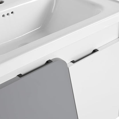 Malwee 24 Inch Floating Bathroom Vanity with Sink, 24'' Single Sink Wall Mounted Bathroom Vanity, with 2 Doors and White Ceramic Basin Top, Wall Hung Storage Cabinet Set (077-24)