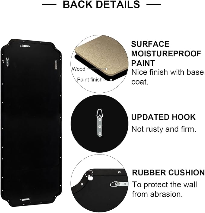 30x60 Black Vanity Mirror for Over Sink Bathroom | Moisture Resistant SUS304 Frame, Rounded Notched Corner, Vertically or Horizontally, Ideal Large Mirror over Bathroom Sink