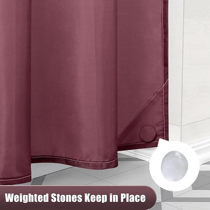 OLANLY Luxury Red and White Ombre Shower Curtain Sets with 12 Hooks, Waterproof and Washable Decorative Shower Curtains for Bathroom, 72x72 Inches
