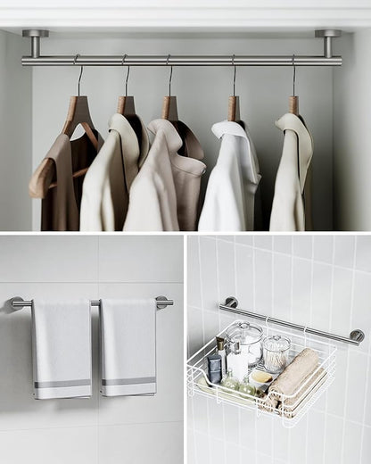 Wall-Mount Towel Bar Bathroom Hardware Accessory Set 12-Piece | Brushed Nickel,Stainless Steel,Wall Mount,Bathroom Hardware Set,Simple DIY installation,Stain-resistant and easy to maintain