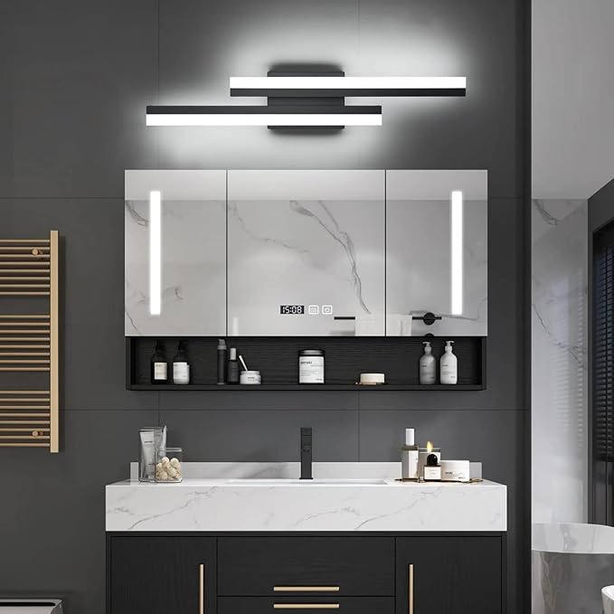 PRESDE 24 Inch LED Vanity Light Bar, Modern Black Bathroom Light Fixtures Over Mirror Dimmable