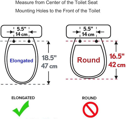 Hibbent Premium Elongated Toilet Seat with Quiet Close, One-Click to Quick Release, Installation Non-Slip Seat Bumpers, Slow Toilet Seat and Cover, Cleaning-White Color