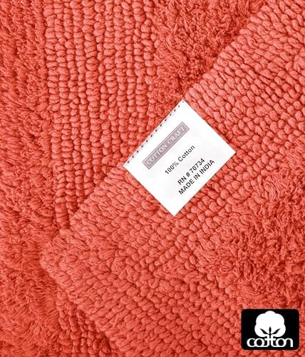 COTTON CRAFT Bath Rugs - 2 Pack Large 20x30 Soft Plush Bath Mats - Coral